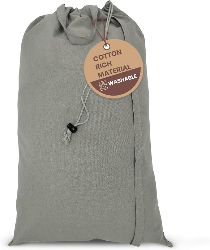 LFH Home Cotton Rich Canvas Extra Large Laundry Bag with Handle,Heavy Duty Drawstring Closure Washable Laundry Bags,School Travel,Home,Hotel, College Dorm, Organizer Sack,Toys 28x40-Grey Thanks Giving by LFHHomePrivateLimited