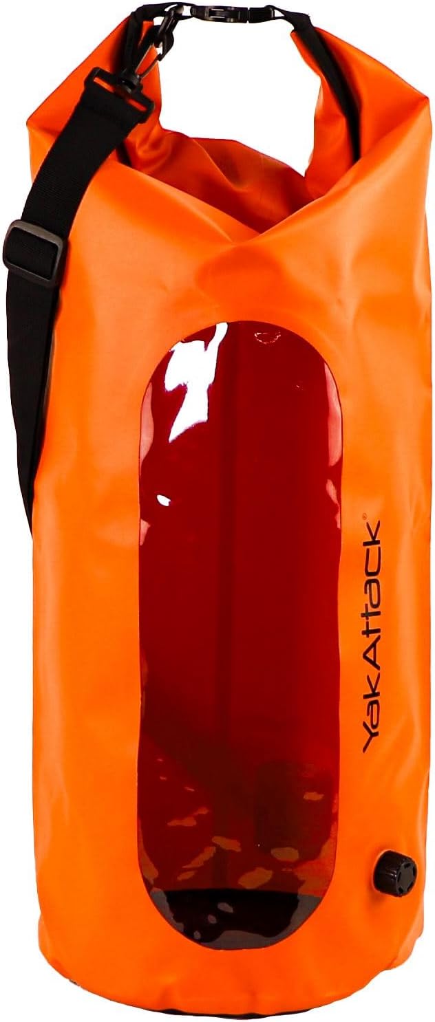 YakAttack 30L Roll-Top Waterproof Dry Bag with Air Valve | Durable & Water Resistant | Compact Storage | Remove Trapped Air | Additional Buoyancy | Dry Bag for Kayaking, Hiking, Boating & Camping by YakAttack