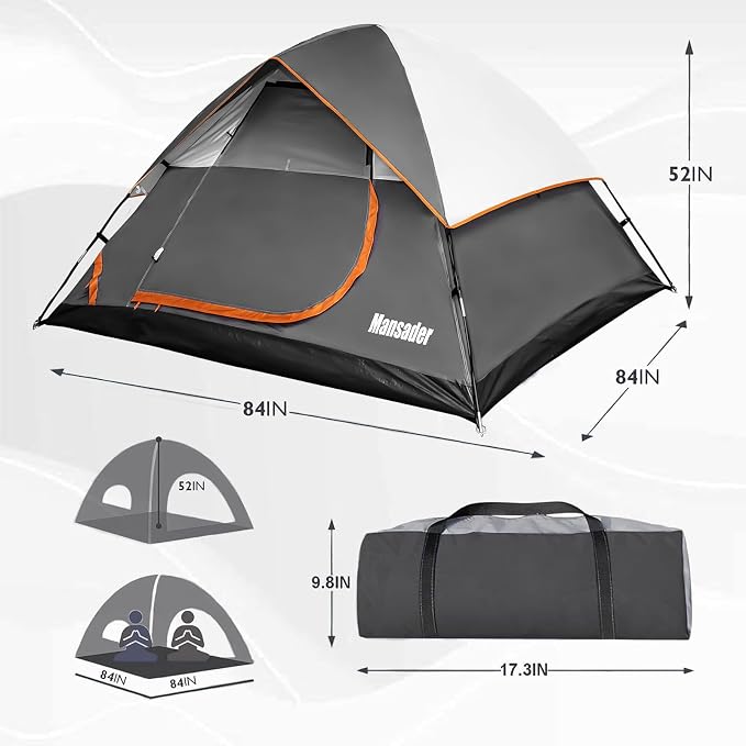 Camping Tent, Waterproof 2/3/4 Person Tents for Camping, Lightweight Easy Set Up Outdoor Hiking Tent Backpacking Tent with Carry Bag, Backpack Tent Suit for Family Beach Hiking Travel - Image 2