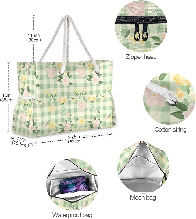 senya Large Beach Bags Totes Swim Canvas Tote Shoulder Bag Water Resistant Bags for Gym Travel Daily - Image 5
