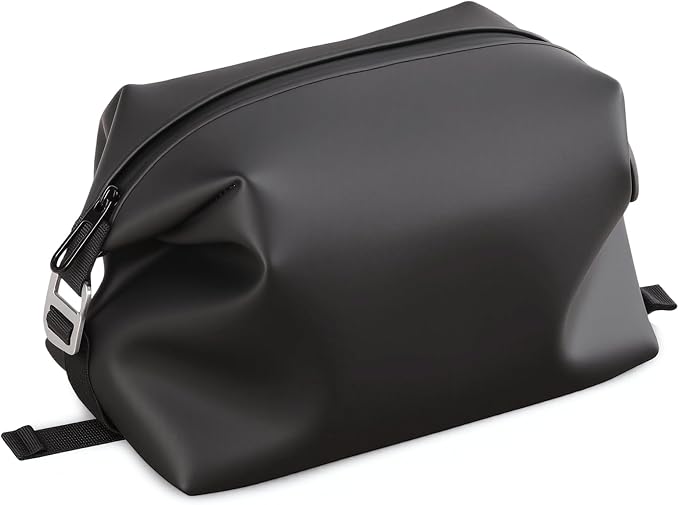 Vomgomfom 6L 13 Inch Silicone Toiletry Bag, Waterproof Leakproof Travel Cosmetic Organizer, Adjustable G-Buckle Compression Dopp Kit, Foldable Makeup Bag for Women & Men (Black, 13" 6L) by Vomgomfom