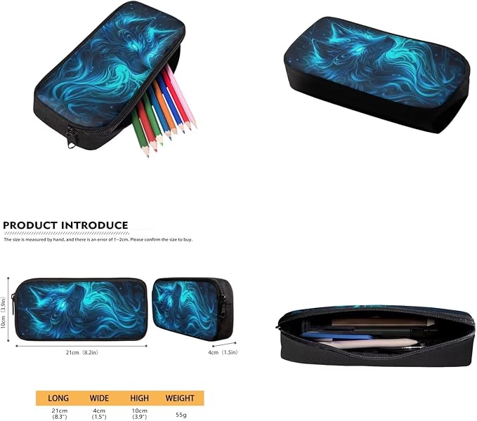 Galaxy Wolf Backpack for Girls Boys Backpack with Lunch Box Water Bottle Carrier with Strap and Big Pencil Case 4PCS Bookbag with Front Pocket for School 17 inch Sturdy School Bag for Kids - Image 5