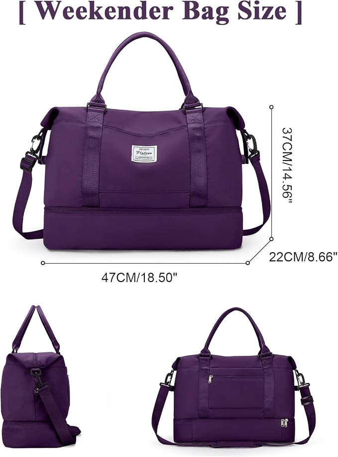 Travel Duffel Bag with Shoes Compartment,Weekender Bags for Women Travel | Overnight Carry-On Bag with Toiletry Bag, For Spirit Airlines 18x14x8 Personal Item Bag - Image 2