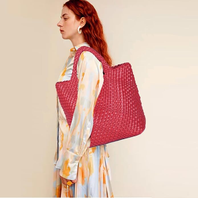 JINMANXUE Fashion Woven Bag Shopper Bag Travel Handbags and Purses Women Tote Bag Large Capacity Shoulder Bags - Image 3