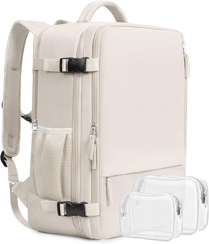 Beraliy Travel Backpack Airline Approved, Carry on Backpack, 16 Laptop Backpack, Waterproof Weekender Bag, Casual Daypack, Hiking Backpack, Beige by Beraliy