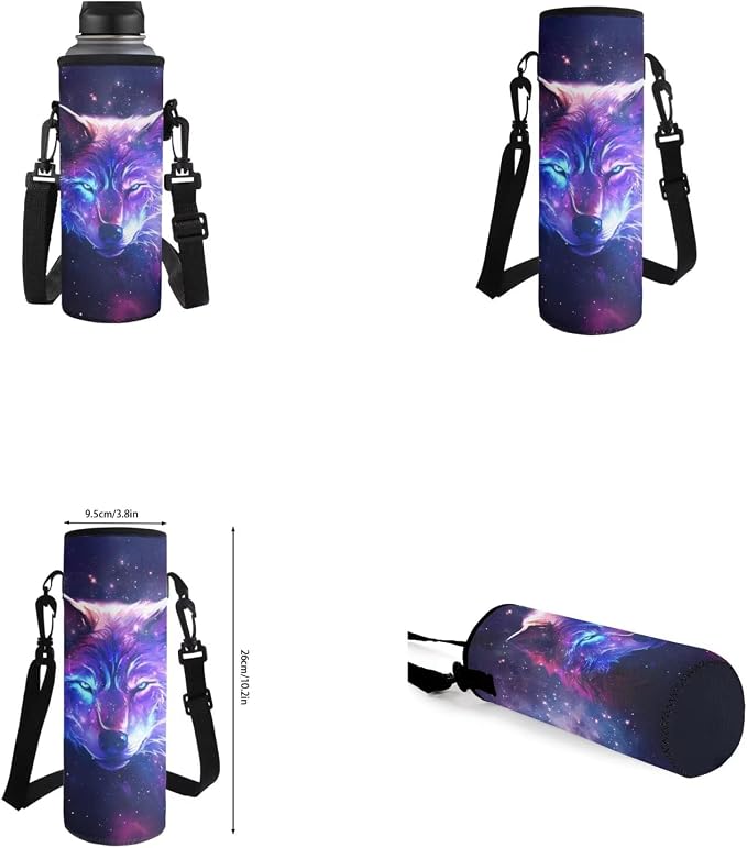 Galaxy Wolf Backpack for Girls Boys Backpack with Lunch Box Water Bottle Holder with Strap and Aesthetic Pencil Case 4PCS Set Bookbag with Front Pocket for School 17 inch School Bag for Kids - Image 6