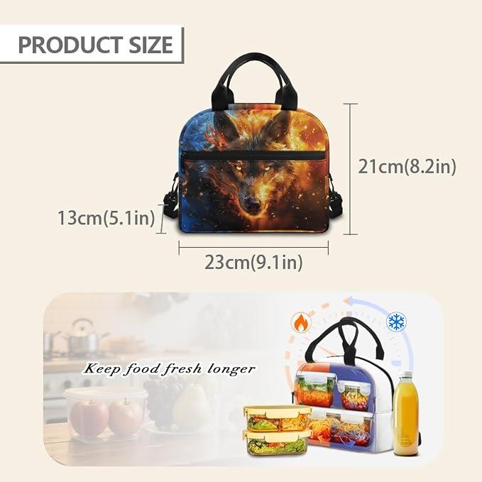 Kids Boys Backpack School Bag Set Cool 3D Wolf School Bookbag with Insulated Lunch Box Pencil Pouch Kids Lightweight School Bag Rucksack 3 Pieces Backpack Set - Image 6