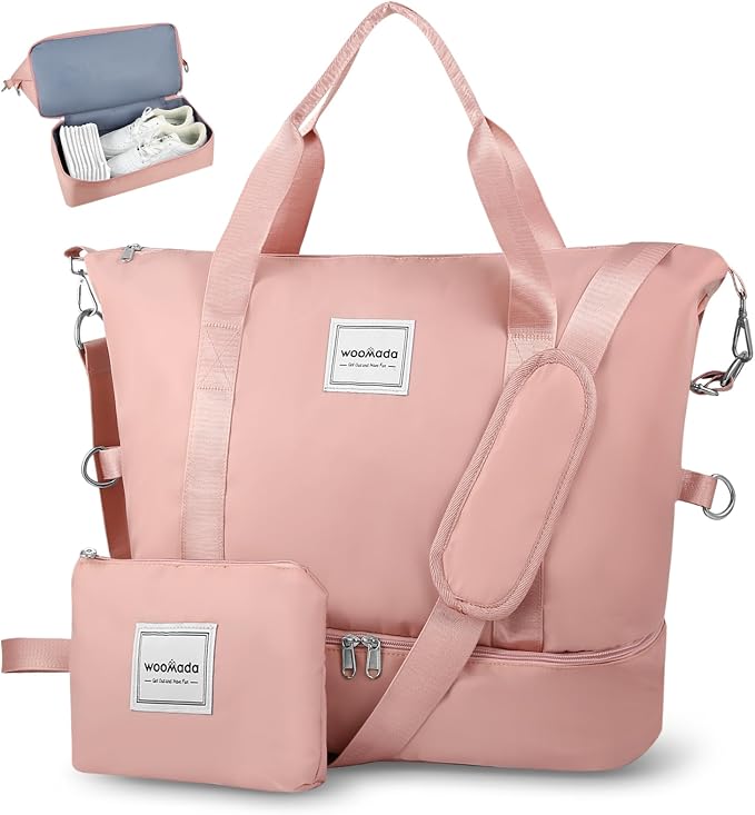 WOOMADA Weekender Bag for Women, Travel Duffel Bags with Shoe Compartment & Wet Pocket, Personal Item Bag for Airlines by WOOMADA