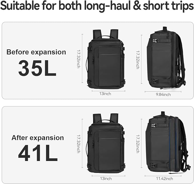 Carry On Travel Backpack Flight Approved Laptop Backpack for Women Men | Personal Item Travel Bag, Casual Weekender Daypack with Wet Pocket for Business, Hiking - Image 5