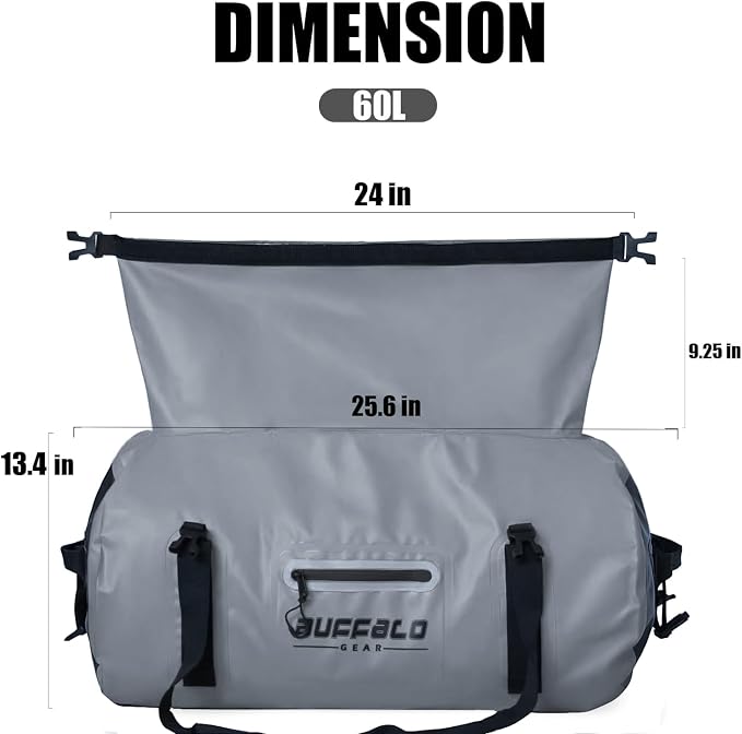 Buffalo Gear Waterproof Duffle Bag 40L 60L 80L Roll-top Dry Bag Heavy Duty Waterproof Duffel Travel Bag for Kayaking Rafting Boating Fishing Camping - Image 5