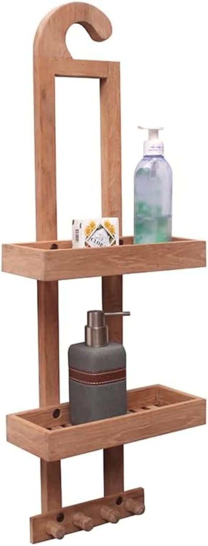 NORDIC STYLE TEAK Wood Natural Hanging Shower Caddy with Storage Shelves, Water Resistant, Easy to Place, Select-Grade Solid Teak Wood, Shower Accessory (Natural Langr) - Image 8