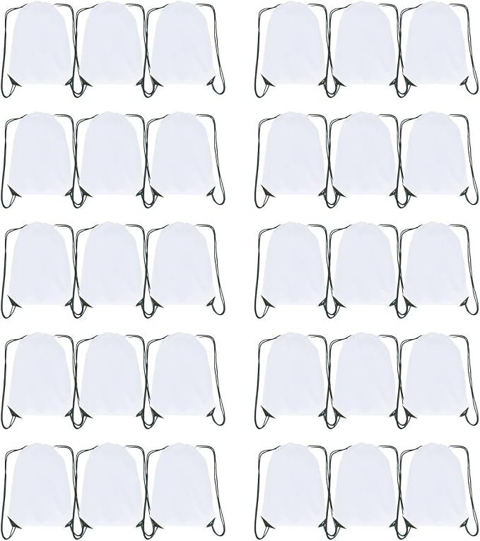 Drawstring Backpack Bulk 30 Packs Draw String Bags for DIY Gym Sports Traveling Trip Pedestrianism Yoga Cinch Bag Sackpack Drawstring (white) by Unknown