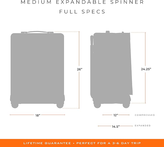 Briggs & Riley 26" Medium Expandable Spinner - Checked Luggage for Travel, Suitcases with Wheels, Softside Rolling Bag for Men & Women, Self-Repairing Zipper - Baseline Collection, Black - Image 12