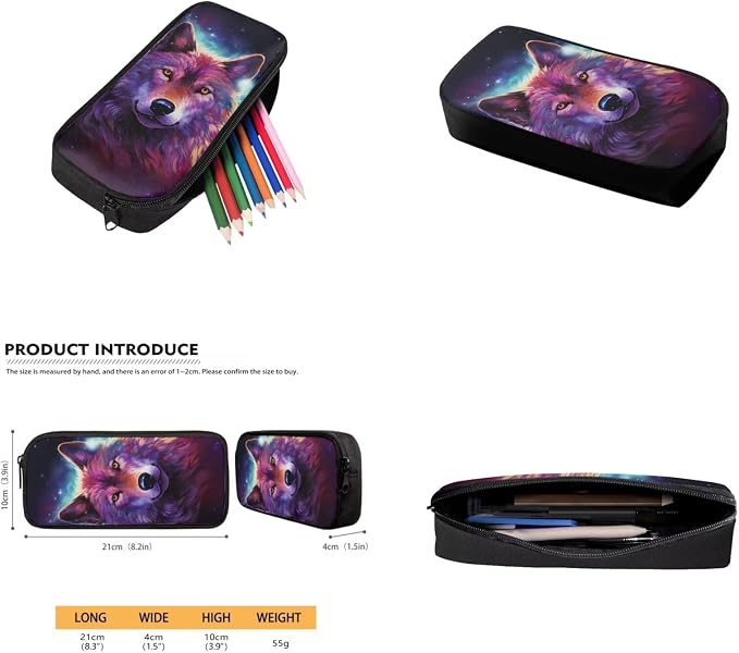 Galaxy Wolf Backpack for Girls Kids Backpack with Lunch Box Water Bottle Carrier with Strap and Pencil Case 4PCS Set Bookbag with Front Pocket for School 17 inch Large Elementary School Bag - Image 5