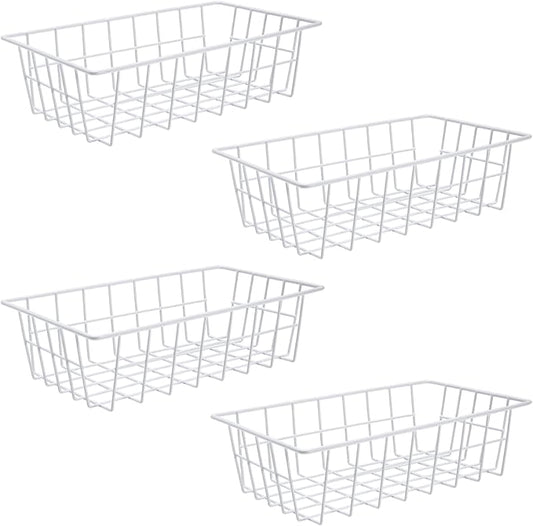 Orgneas Freezer Organizer Bins Metal Wire Storage Baskets for Upright Refrigerator Chest Freezer, Kitchen Pantry Storage and Organization for Fruit Vegetable Soda Cans Toys and Snacks, Set of 4 by Orgneas
