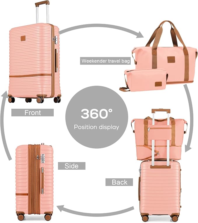 Joyway 28 Inch Large Luggage Hardside Suitcase with Spinner Wheel, Lightweight 3 Piece Suitcase Set with TSA Lock(Pink) - Image 3