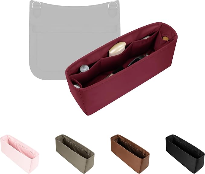 Purse Organizer Insert for Jypsiere 34, Lightweight & Soft Satin Bag Insert with Pockets for Women, Ideal for Travel, Shopping, and Daily Use, Multicolor Options(Rouge H, J-34) by KINGSINBAG