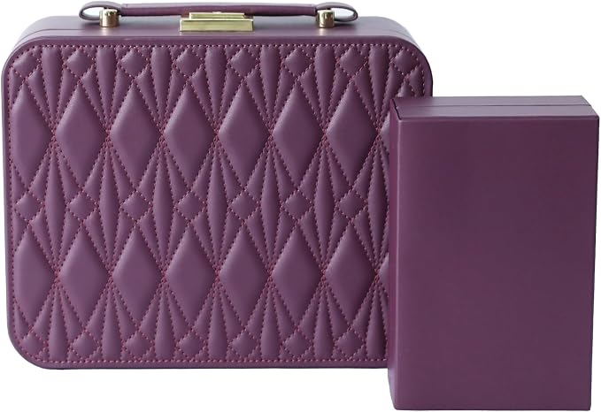 Travel Jewelry Case Large Jewelry Box Jewelry Travel Organizer Jewelry Case with Handle Removable Tray Best Gift for Women Girls (Wine) by HOME