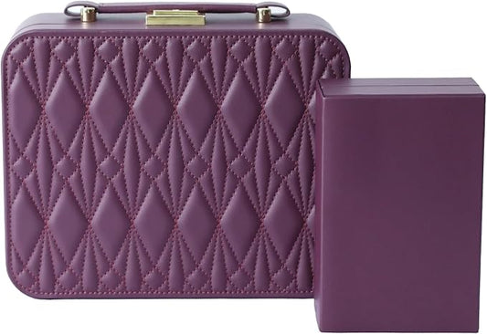 Travel Jewelry Case Large Jewelry Box Jewelry Travel Organizer Jewelry Case with Handle Removable Tray Best Gift for Women Girls (Wine) by HOME
