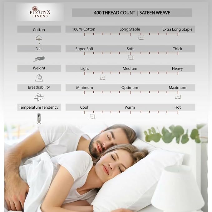 Pizuna Pure 100% Cotton Flat Sheets Only Full Dark Grey (1 PC), Luxurious 400 Thread Count Long Staple Cotton Sateen with 4" Hem (Combed Full Flat Sheet Only Cotton) - Image 4