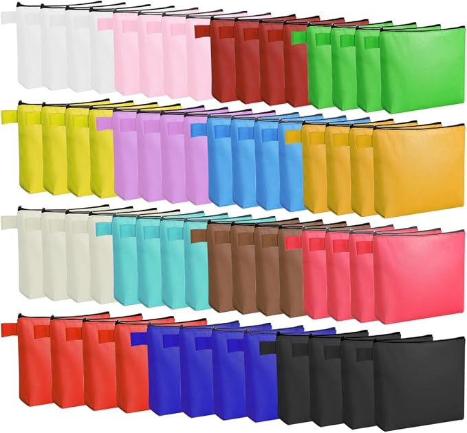 60 Pcs Canvas Makeup Bags Bulk Multi-Purpose Cosmetic Bag with Zipper Multi-Purpose Blank Travel Toiletry Bag Plain Blank Colored Bag for Travel Girls Pencil Craft, 15 Colors (9.8 x 5 x 2 Inch) by Voittozege