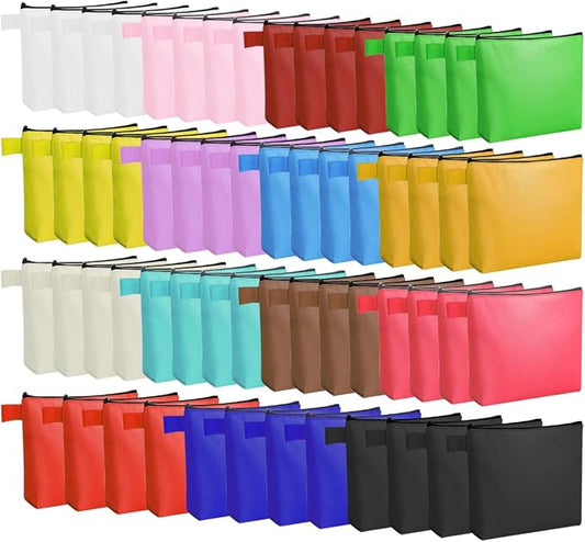 60 Pcs Canvas Makeup Bags Bulk Multi-Purpose Cosmetic Bag with Zipper Multi-Purpose Blank Travel Toiletry Bag Plain Blank Colored Bag for Travel Girls Pencil Craft, 15 Colors (9.8 x 5 x 2 Inch) by Voittozege