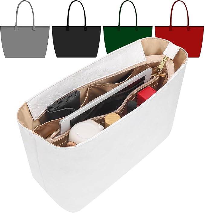 Tote Bag Organizer Insert Compatible with Geya Sain Louis GM Bag, Dupont Paper Purse Inner, Makeup Liner HandBag Shaper (White, GM) by CRAZYSMITH
