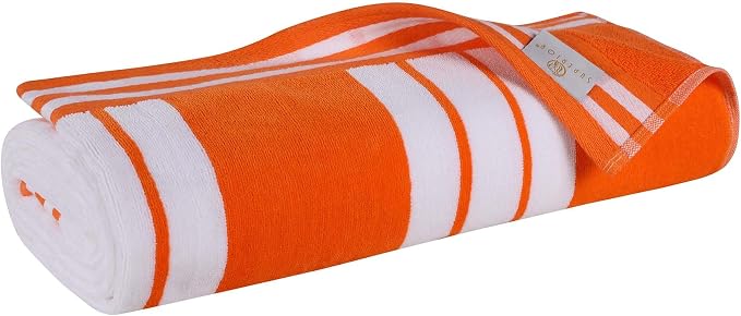 Superior Cotton Cabana Striped Beach Towels, Colorful Towels for Adult, Kid, Pool, Swimming, Sand, Travel, Large Oversized, Absorbent, Fast Drying, Bath Basics, Cabana Collection, 1 Piece, Orange - Image 9
