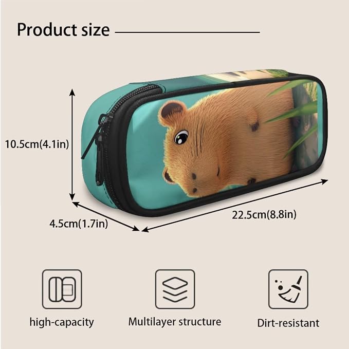 Capybara Bookbag for School Girls Lunch Box Primary School Student Backpack with Lunchbox and Pencil Case Ages 6-8 Kids Cute Backpacks Lunch Bag Set of 3 - Image 6
