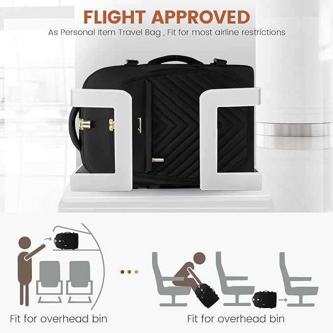 LOVEVOOK 40L Travel Backpack for Women & Men, Carry on Backpack for Airplanes, TSA Personal Item Travel Bag fits 17" Laptop, Waterproof Travel Essentials Flight Approved with 2 Packing Cubes, Black - Image 2