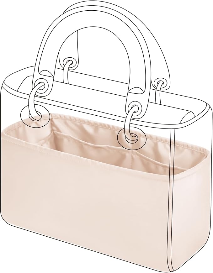 DGAZ Silk Purse Organizer Insert For Lady-Dior Micro/Mini/S/M/L bags，Silky Smooth Bag Organizer，Luxury Handbag & Tote Shaper（Craie，M） | Soft and Lightweight,Perfect Fit,Multi-pocket Storage,Bag Protector,Luxury Bag Care,Handmade,for Smooth Bag Organizer by DGAZ