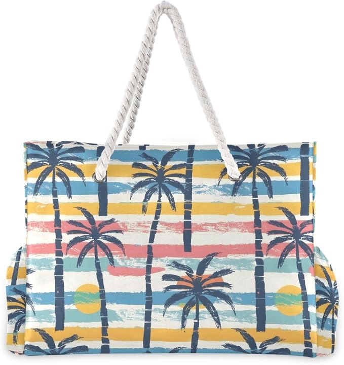 senya Large Beach Bags Totes Swim Canvas Tote Shoulder Bag Water Resistant Bags for Gym Travel Daily - Image 3