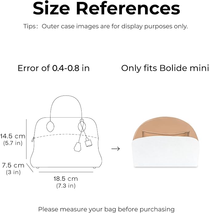Purse Organizer Insert for HERMES Bolide Mini Handbag,Custom Fit Inside Premium Vanile Lightweight WaterResistant Tote Bag Insert Accessories - Image 2