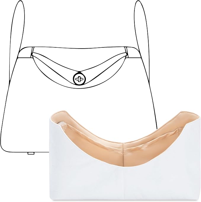 Purse Organizer Insert for HERMES Lindy 26 Handbag,Custom Fit Inside Premium Lightweight Water Resistant Purse Insert with Zipper(Vanile) by FANJIProject