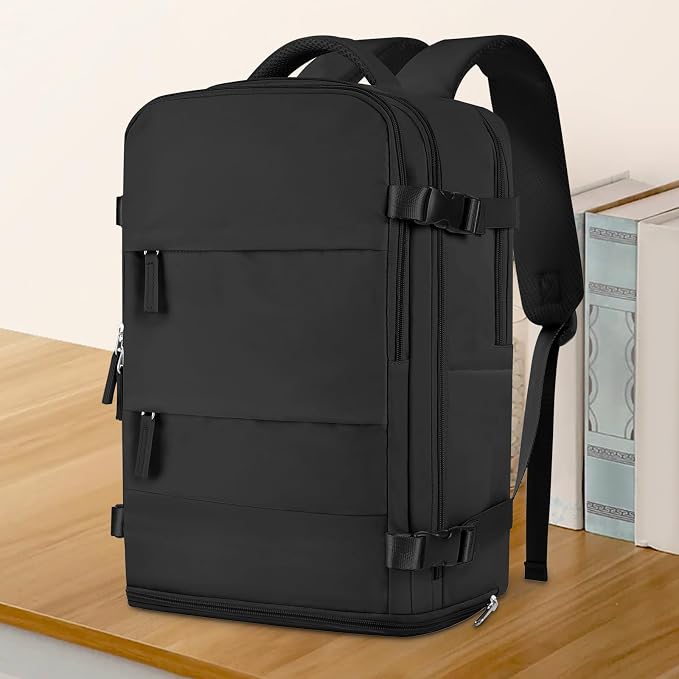 coowoz Travel Backpack For Women Men,Carry On Backpack,Hiking Backpack Waterproof Outdoor Sports Rucksack Casual Daypack Travel Essentials(Black) 25L - Image 2