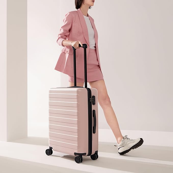 NINETYGO Medium Checked Luggage 24 Inch, Checking In Luggage with Smooth Spinner Wheels, Lightweight, Hard Shell PC Suitcase, Lightweight Travel Luggage, TSA Approved (Pink, Rhine Basic) - Image 4