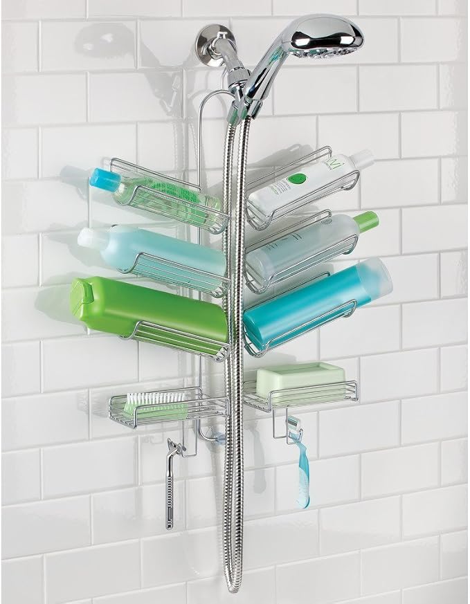 iDesign Steel Hanging Shower Caddy, The Verona Collection – 25” x 14” x 4”, Silver - Image 2
