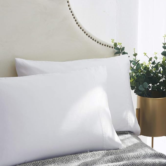 100% Supima Cotton 600 Thread Count Queen Pillowcase Set of 2, Luxury Hotel Pillow Cases,Soft & Silky Sateen Weave, Premium Quality Stardand Pillowcase 2 Pieces (White,STD) - Image 6