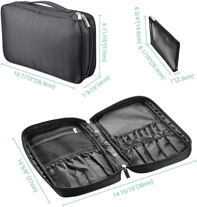 BYOOTIQUE Makeup Brush Bag Organizer Portable Multi Brush Holder Hand Bag | Travel Makeup Artist Bag,Cosmetic Organizer Pouch Zipper Bag,with Removable Mesh,for Brushes Cosmetics,Black - Image 7
