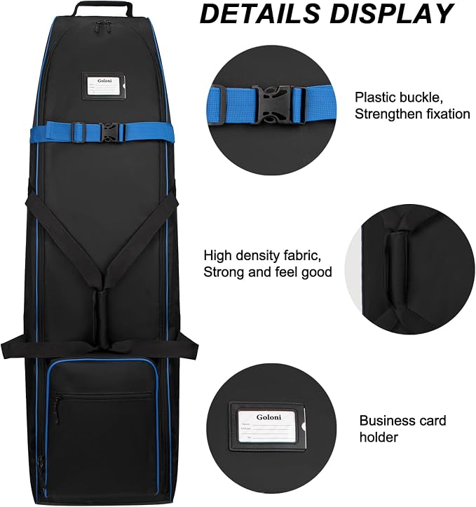 Goloni Golf Travel Bag with Wheels, Airline Golf Travel Case, Padded Rolling Golf Bag with Shoe Compartment - Image 3