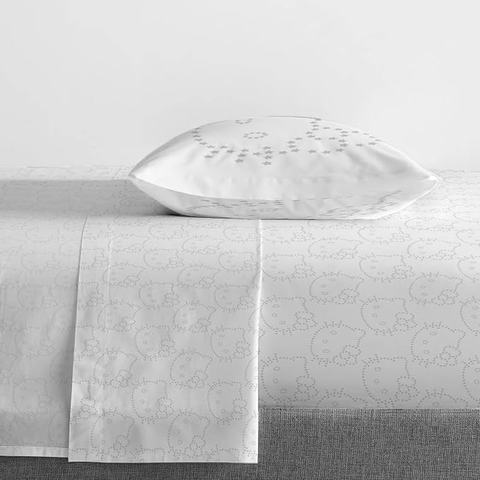 Jay Franco Sheet Set with Fitted, Flat Sheets & Pillow Cover - Ultra-Soft Bedding with Pillowcase for Room Decor, White - Hello Kitty, 3 Piece Twin - Image 6