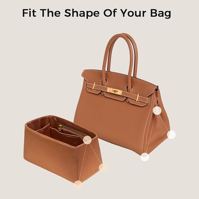 ZTUJO Silky Purse Organizer For Birkin, Luxury Purse Organizer Insert (Gold, BK30) - Image 4