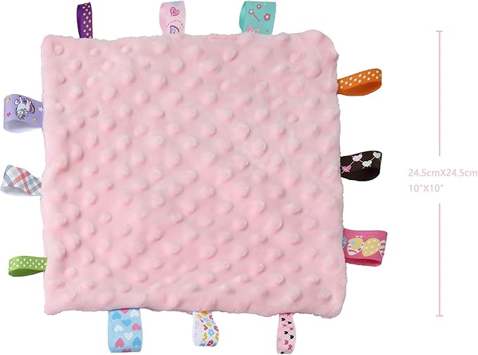 CREVENT Baby Welcome Gift Set Storage Basket with 2 Blankets+ 1 Security Blanket + 1 Taggie + 1 Gift Bag with Ribbon (Pink) - Image 7