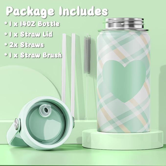 ACESAK Backpack for Girls with Insulated Water Bottle, Bookbag Backpack for Girls Kids, 14oz Kids Water Bottle Stainless Steel, Lunch Bag & Pencial Case, Back To School Gift (Green) - Image 5