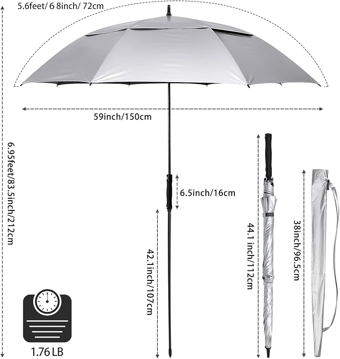 G4Free UV Golf Beach Umbrella 68”Auto Open Extra Large Sun Shade Umbrellas | Vented Windproof, Double Canopy, Oversize UPF 50+ UV Protection Sun Shade umbrella, Auto-Open, patio/fishing/golf umbrella - Image 4