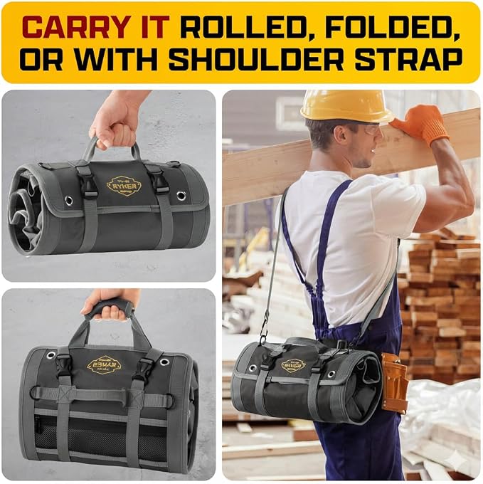 Ryker Personalized Tool Roll Organizer Customized Name Gifts for Men, PRO-B | Personalized Tool Bag for Men. Customizable Backpack w/ Personalized Name Custom Tool Kit Name Sign With Wrench Roll & Labels - Image 5