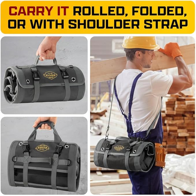 Ryker Personalized Tool Roll Organizer Customized Name Gifts for Men, PRO-B | Personalized Tool Bag for Men. Customizable Backpack w/ Personalized Name Custom Tool Kit Name Sign With Wrench Roll & Labels - Image 5