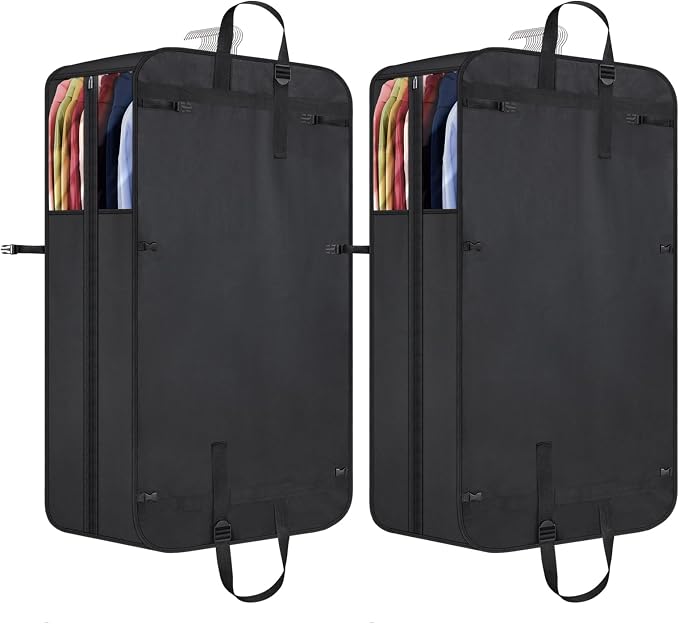Univivi Garment Bags for Hanging Clothes, 50" Heavy Duty Suit Bags, Extra Capacity Clothes Bags for Moving, Suit Cover with Handles and Buckle Straps for Suit, Coat, Jacket, 2 Pack by Univivi