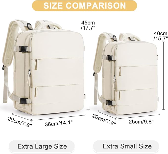 coofay Large Travel Backpack Carry on Flight Approved Mochila De Viaje Personal Item Backpack for Airlines Frontier Airlines Personal Item Bag Large Backpack for Travel Backpacks for Men Women Beige - Image 3