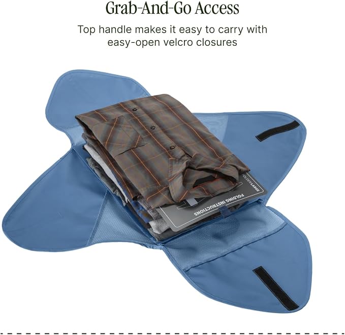 Eagle Creek Pack-It Reveal Garment Folder - Travel Garment Bag with Compression Wings to Maximize Luggage Space - Convenient Top Handle - Quick Drying Material - Blue Dawn - Large - Image 6